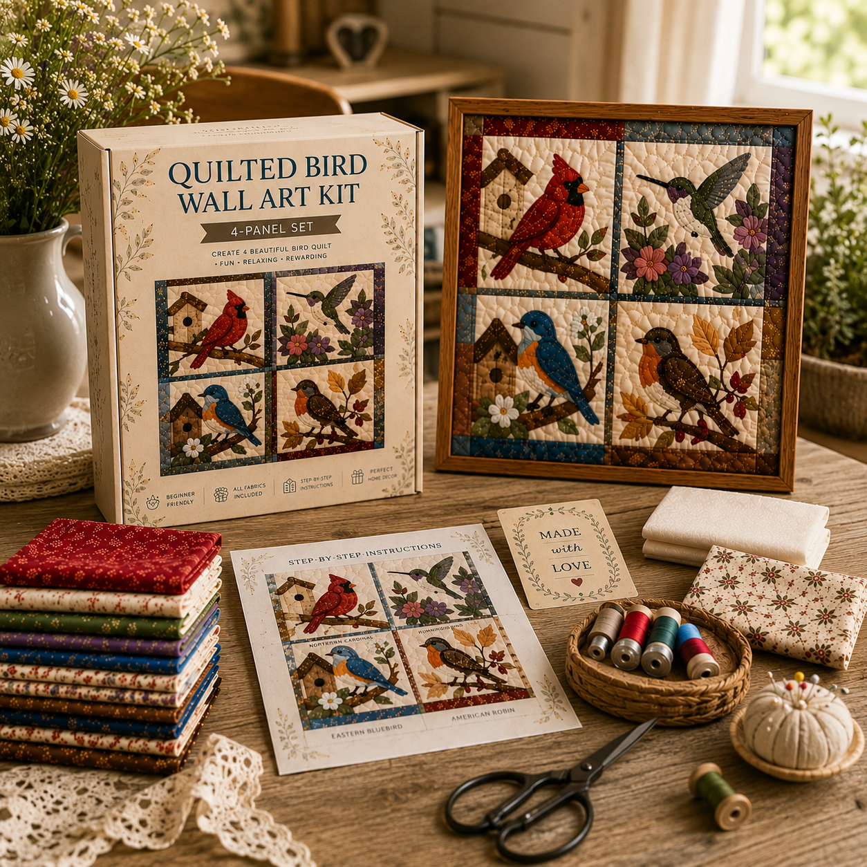 🐦Quilted Bird Wall Art Kit