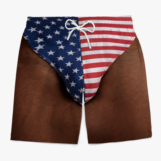 Custom Photo Patriotic Men's Swim Trunks - Freedom & Chill