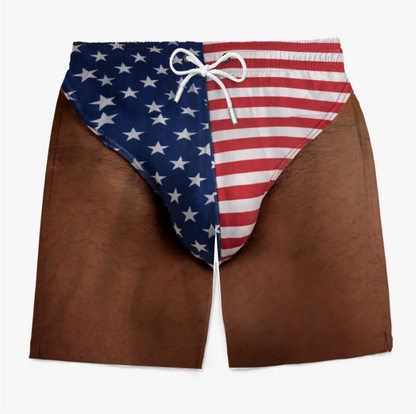 Custom Photo Patriotic Men's Swim Trunks - Freedom & Chill