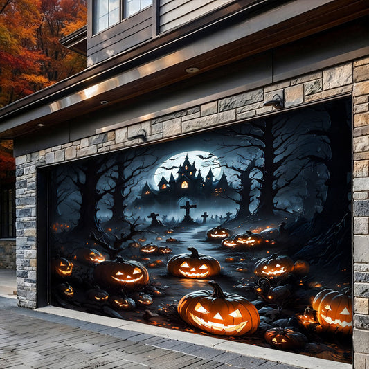 Garage Door Banner Decoration Halloween Pumpkin Haunted House