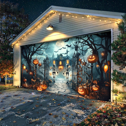 Halloween Garage Door Banner Decoration Moonlit Haunted Mansion