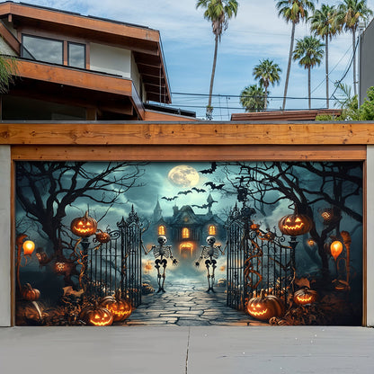 Halloween Garage Door Banner Decoration Moonlit Haunted Mansion