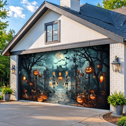 Halloween Garage Door Banner Decoration Moonlit Haunted Mansion