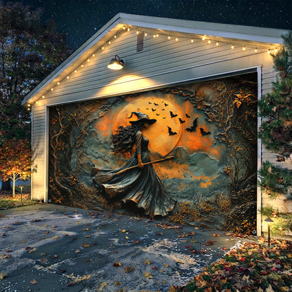 Witch Garage Door Banner Decoration Rustic Autumn Witch
