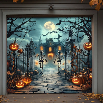 Halloween Garage Door Banner Decoration Moonlit Haunted Mansion
