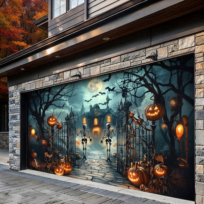 Halloween Garage Door Banner Decoration Moonlit Haunted Mansion