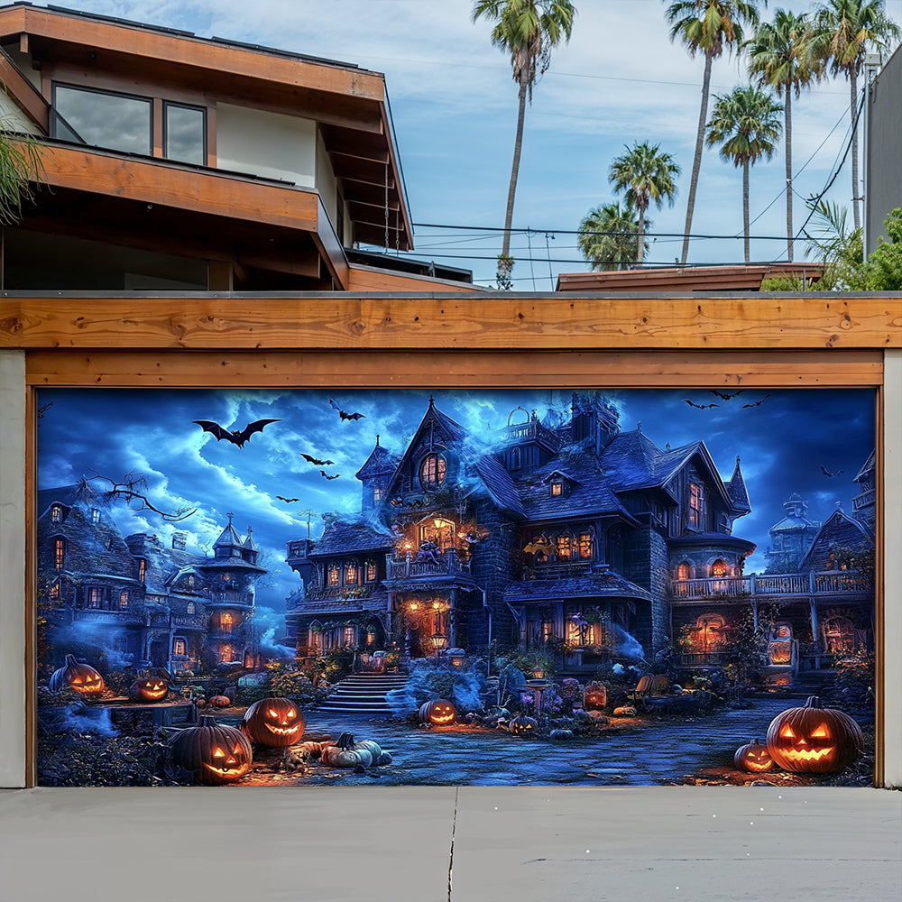 Halloween Garage Door Banner Decoration Haunted Halloween Estate