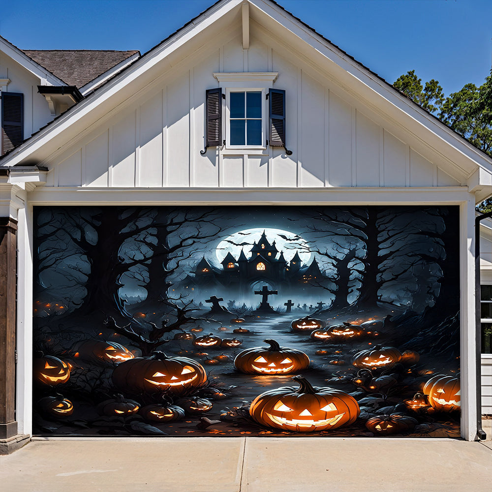 Garage Door Banner Decoration Halloween Pumpkin Haunted House
