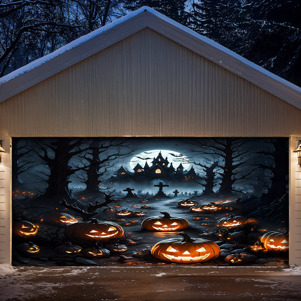 Garage Door Banner Decoration Halloween Pumpkin Haunted House