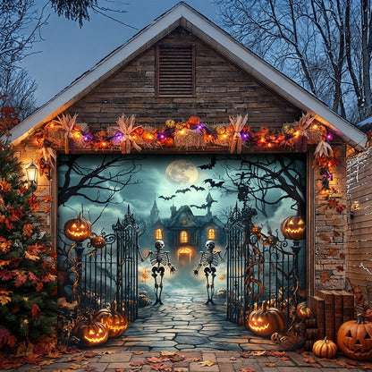 Halloween Garage Door Banner Decoration Moonlit Haunted Mansion