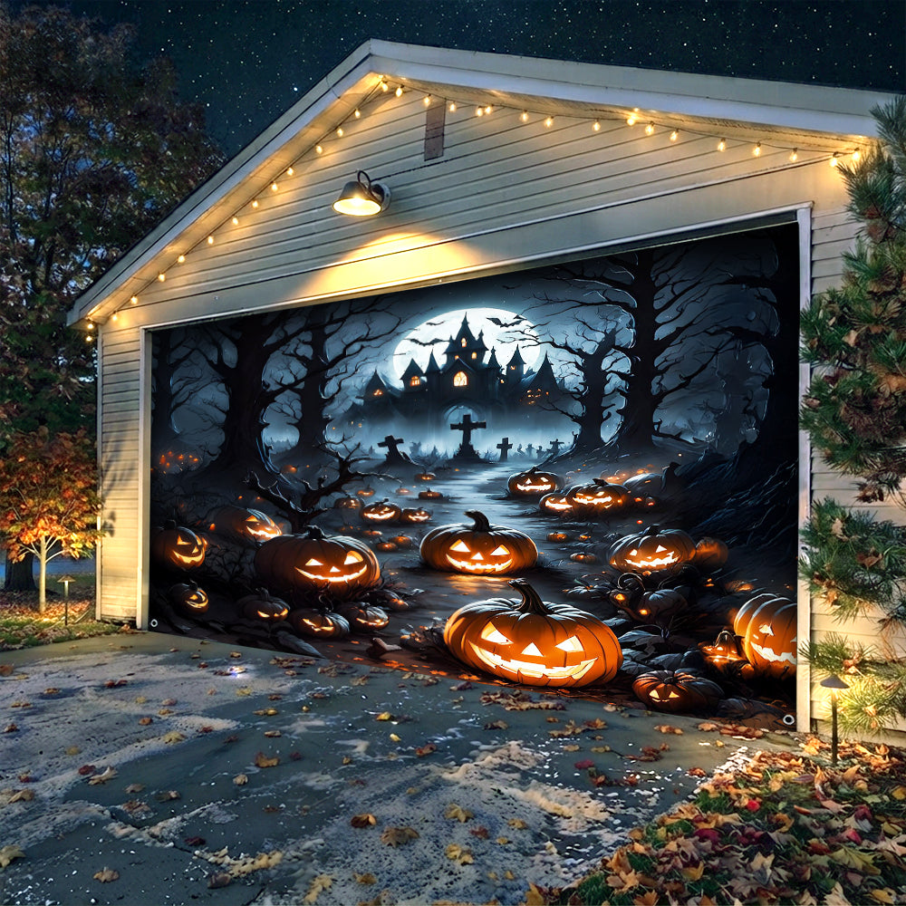 Garage Door Banner Decoration Halloween Pumpkin Haunted House