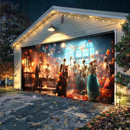 Lorva Halloween Garage Door Banner Decoration Party Skeleton Dance