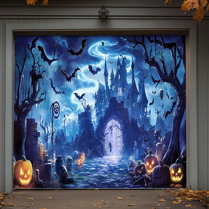 Halloween Garage Door Banner Decoration Midnight At The Haunted Manor