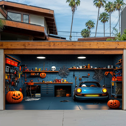 Halloween Garage Door Banner Decoration Spooky Muscle Car