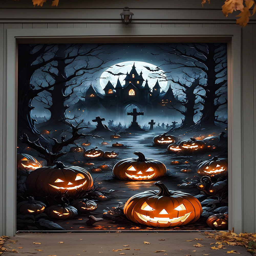 Garage Door Banner Decoration Halloween Pumpkin Haunted House