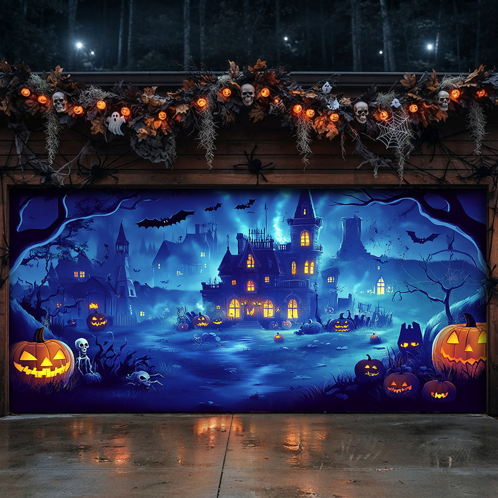Halloween Garage Door Banner Decoration Haunted Hollow At Midnight