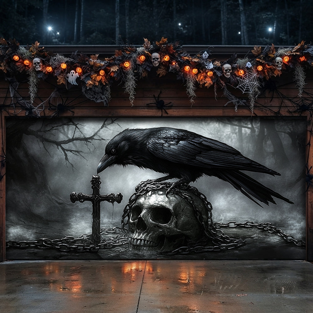 Halloween Garage Door Banner Decoration  Faith In The Darkness