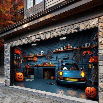 Halloween Garage Door Banner Decoration Spooky Muscle Car