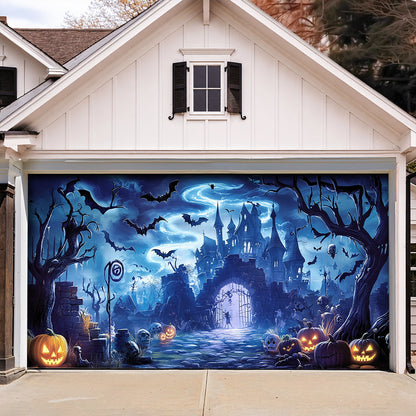 Halloween Garage Door Banner Decoration Midnight At The Haunted Manor