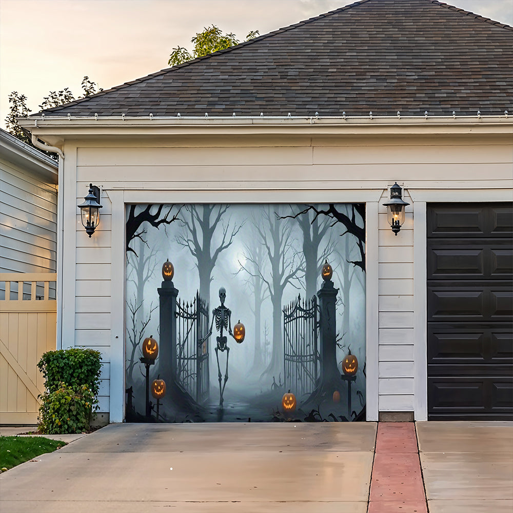 Garage Door Banner Decoration Death Skull Gate