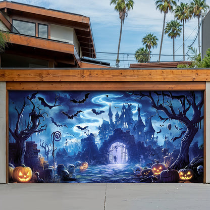 Halloween Garage Door Banner Decoration Midnight At The Haunted Manor