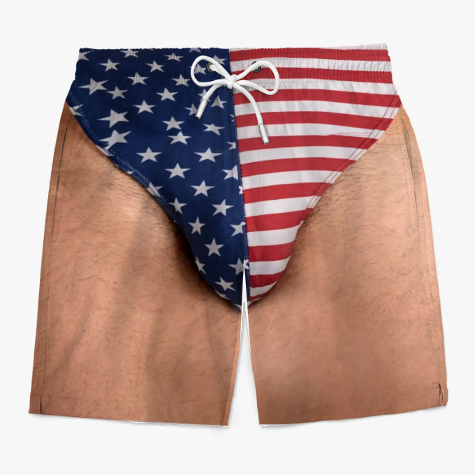 Custom Photo Patriotic Men's Swim Trunks - Freedom & Chill