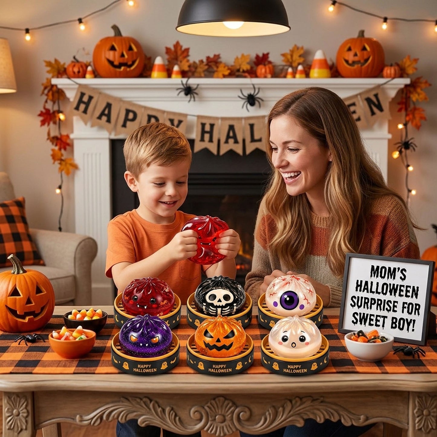 Halloween Ghost Squishy Stress Relief Toy – Soft Squeeze Sensory Mochi Toy