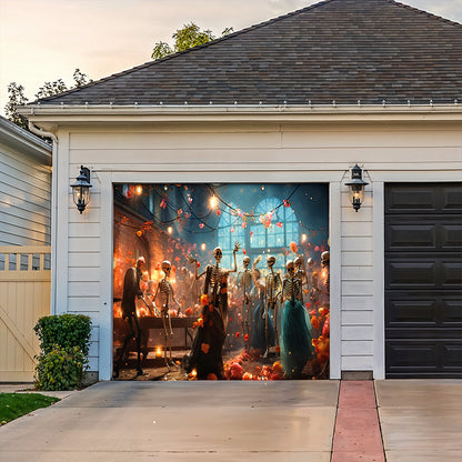 Lorva Halloween Garage Door Banner Decoration Party Skeleton Dance