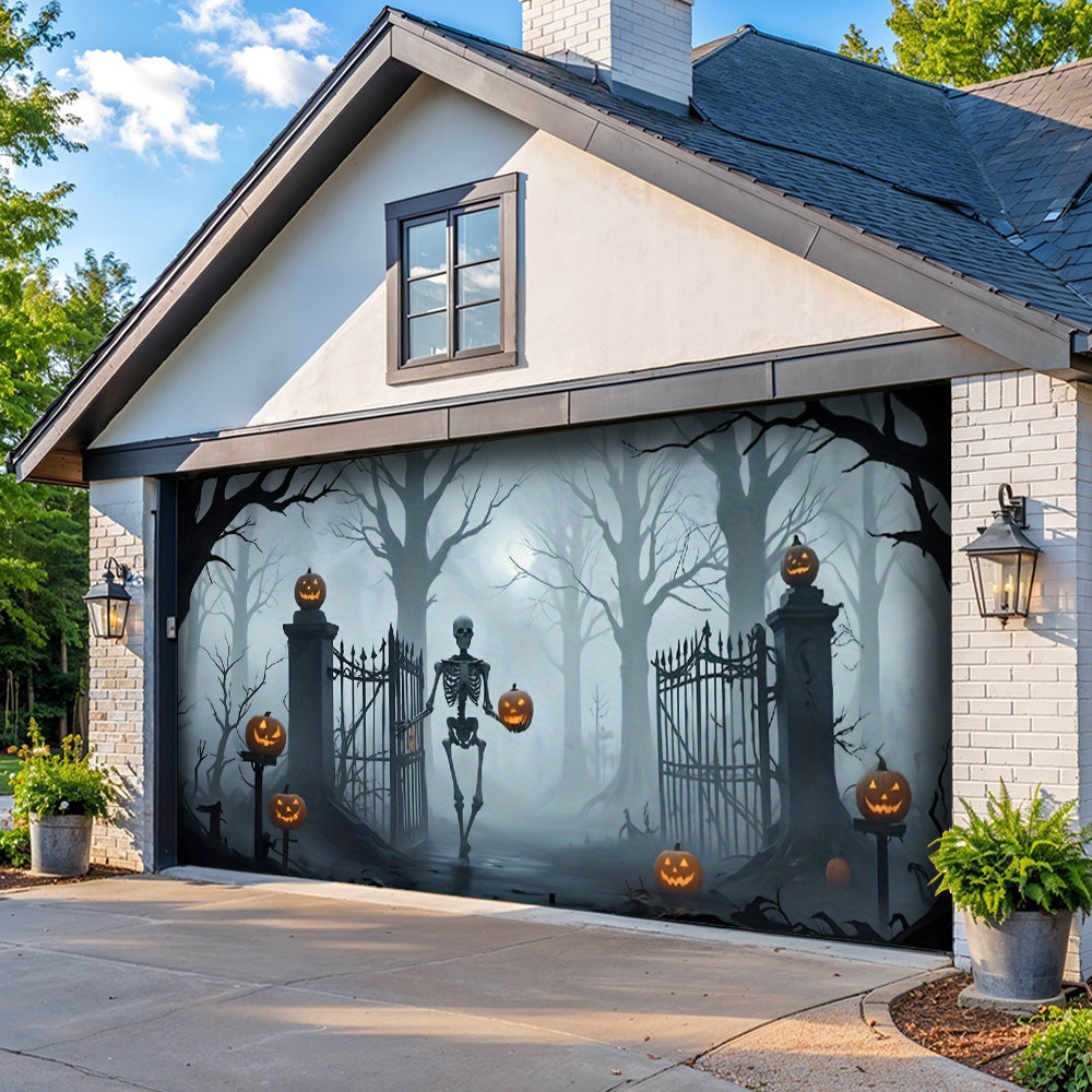 Garage Door Banner Decoration Death Skull Gate