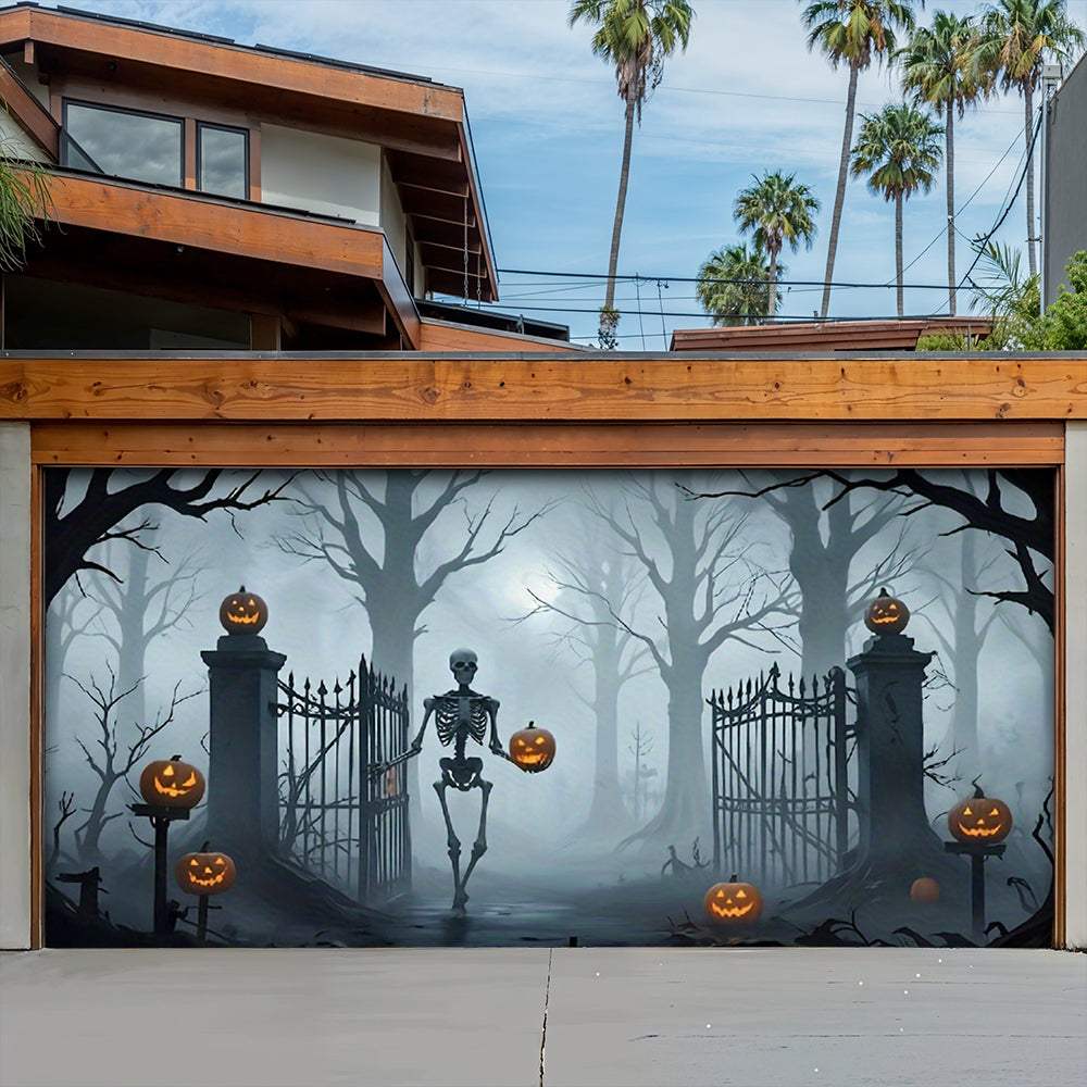 Garage Door Banner Decoration Death Skull Gate