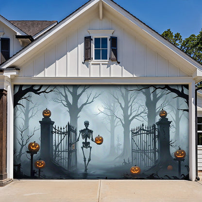 Garage Door Banner Decoration Death Skull Gate