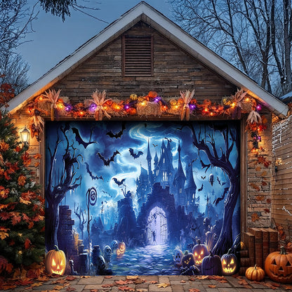 Halloween Garage Door Banner Decoration Midnight At The Haunted Manor