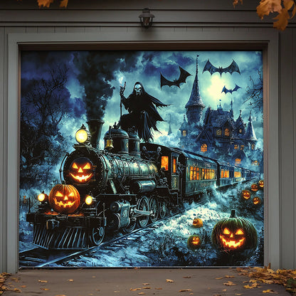 Halloween Garage Door Banner Decoration Grim Reaper Haunted Train