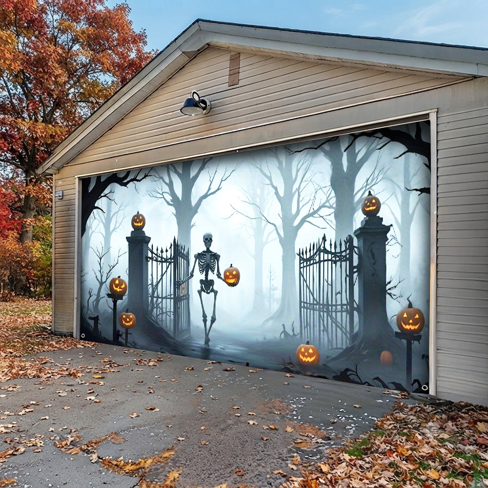 Garage Door Banner Decoration Death Skull Gate