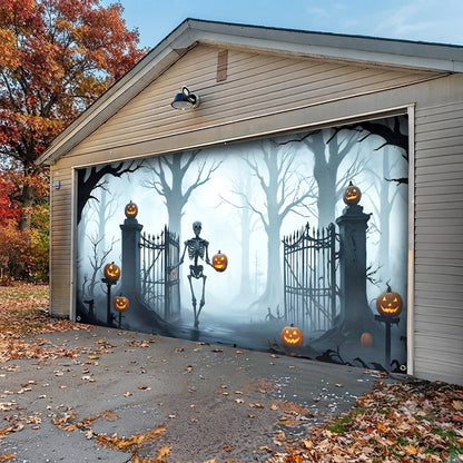 Garage Door Banner Decoration Death Skull Gate