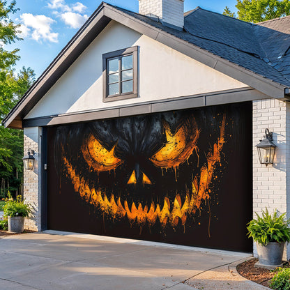 Halloween Garage Door Banner Decoration Sinister Pumpkin Face