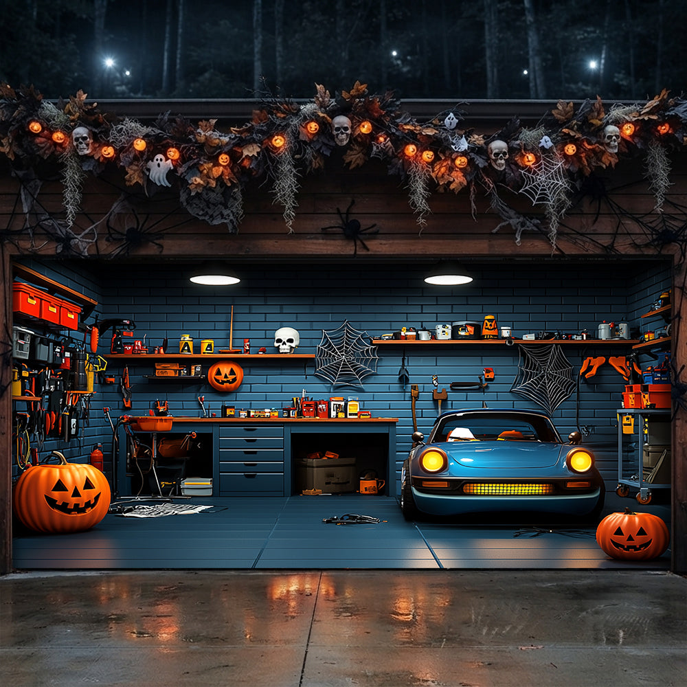 Halloween Garage Door Banner Decoration Spooky Muscle Car