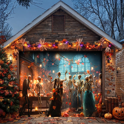 Lorva Halloween Garage Door Banner Decoration Party Skeleton Dance