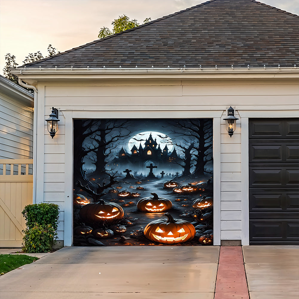 Garage Door Banner Decoration Halloween Pumpkin Haunted House