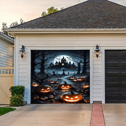 Garage Door Banner Decoration Halloween Pumpkin Haunted House