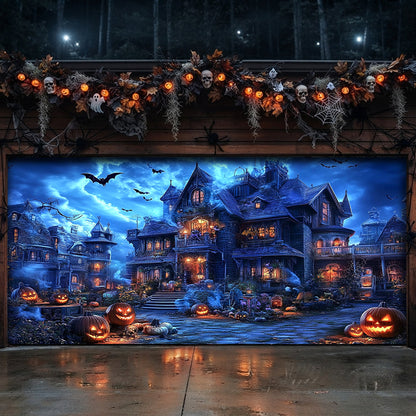 Halloween Garage Door Banner Decoration Haunted Halloween Estate
