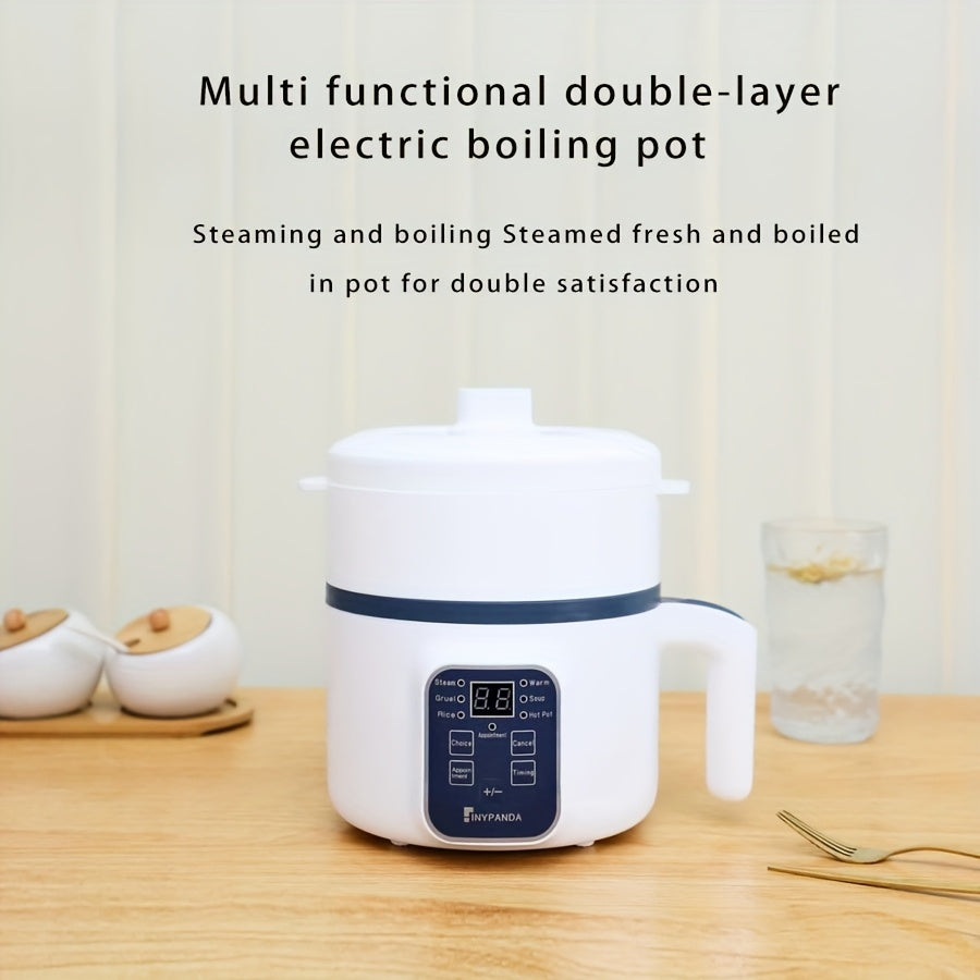 57.48oz Multifunctional Intelligent Electric Pot, Convenient Steaming And Cooking Integrated Pot, Overheating And Drying Protection, 6 Cooking Modes, Mini Steamer, Double-layer Non Stick Pot, Suitable For 1-2 People, Rice, Soup, Pasta, Steak, Etc