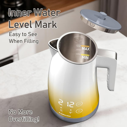 1200W Electric Kettle with 5 Temperature Settings & Keep Warm, BPA-Free Quick Boiling Teapot, & Cool-Touch Lid, 360° Base, Overheat Suitable for Home, Office, for Home and for Use in North America ( Plug)