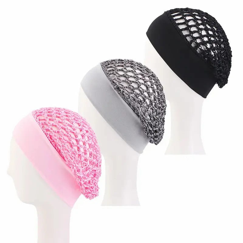 3-Piece Stretchy Wide-Edge Sleeping Cap Set, Soft Protection Bonnet for Nighttime Hair Care & Beauty💤