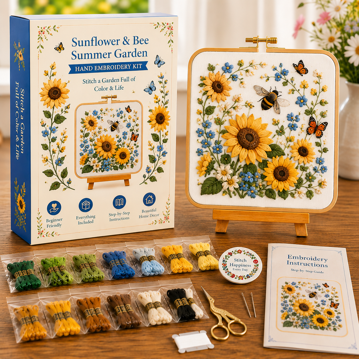 Four Seasons Garden Embroidery Collection – DIY Hand Embroidery Kit for Beginners