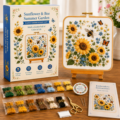 Four Seasons Garden Embroidery Collection – DIY Hand Embroidery Kit for Beginners