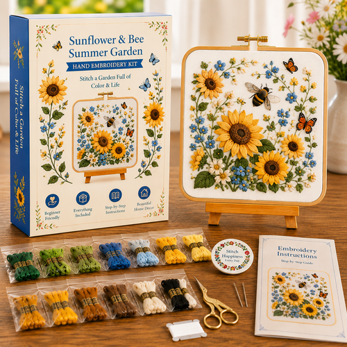 Four Seasons Garden Embroidery Collection – DIY Hand Embroidery Kit for Beginners