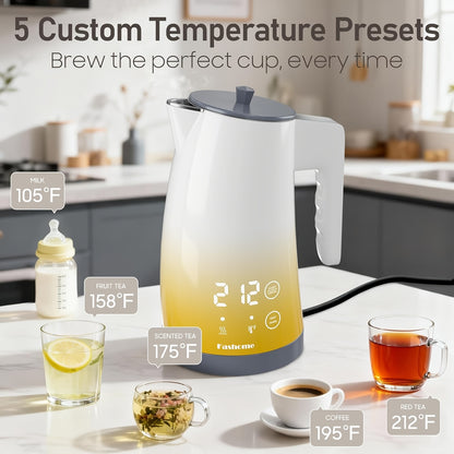 1200W Electric Kettle with 5 Temperature Settings & Keep Warm, BPA-Free Quick Boiling Teapot, & Cool-Touch Lid, 360° Base, Overheat Suitable for Home, Office, for Home and for Use in North America ( Plug)