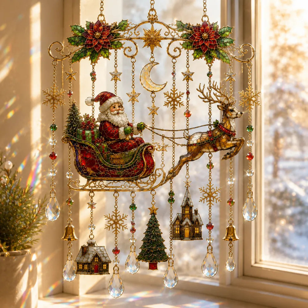 49% OFF – 🎄Handmade Christmas Stained Glass Window Hanging✨