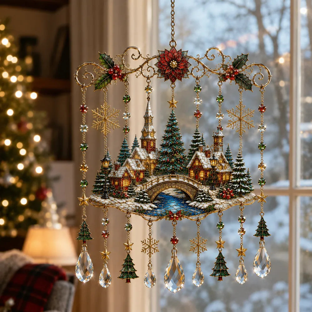 49% OFF – 🎄Handmade Christmas Stained Glass Window Hanging✨